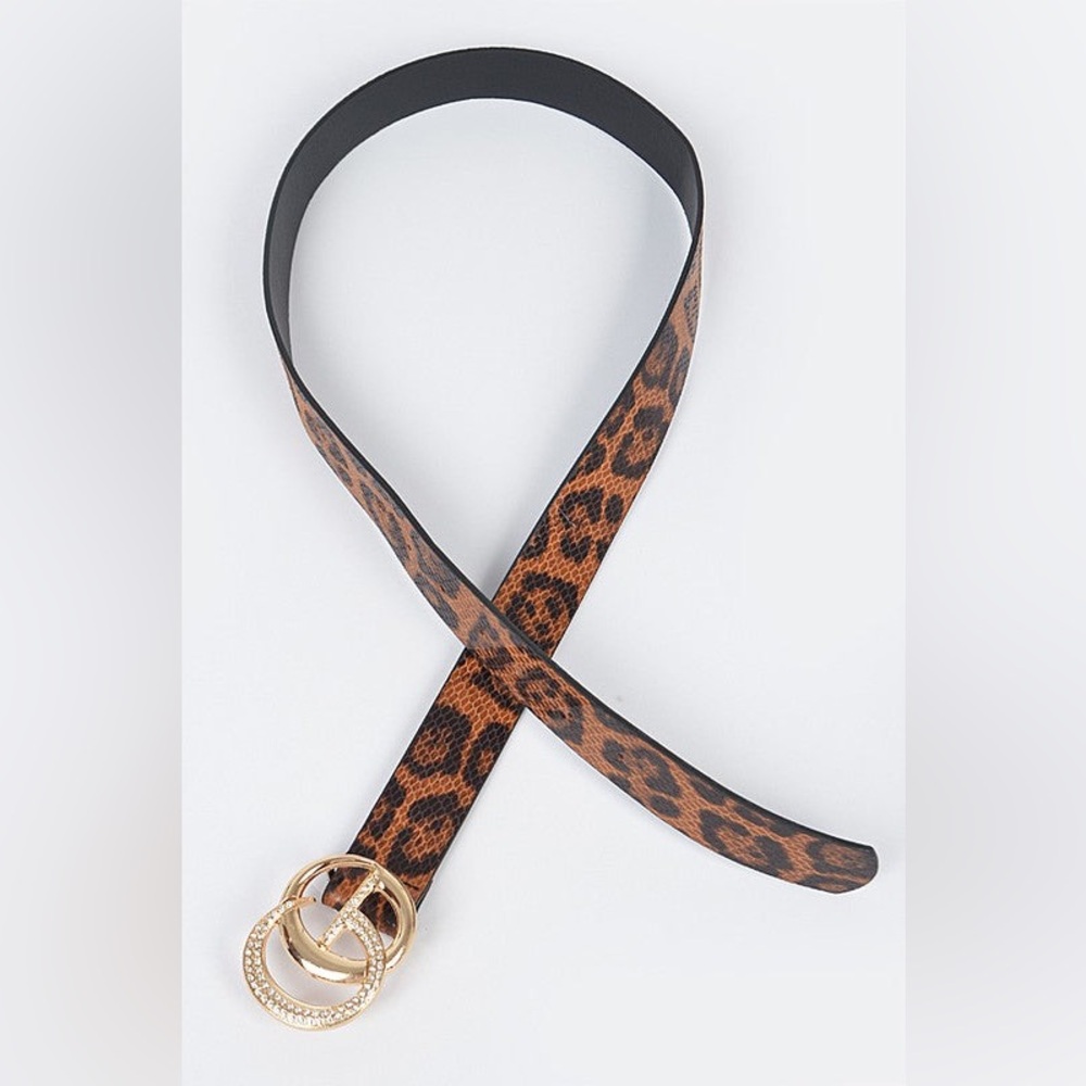 Leopard Print Double-G Buckle Waist Belt in Brown - Picture 3 of 4